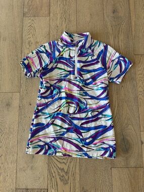 Tzu Tzu Womens Short Sleeve Polo Multi Small